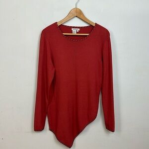 Sans Pareille Asymmetrical Hem Exposed Stitch Sweater Sz M